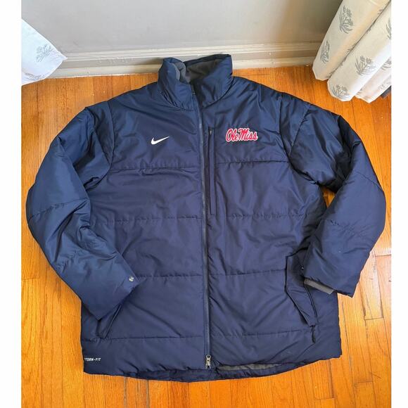 Nike Other - Nike Storm-FIT navy puffer jacket fleece lined Ole Miss logo size XXL